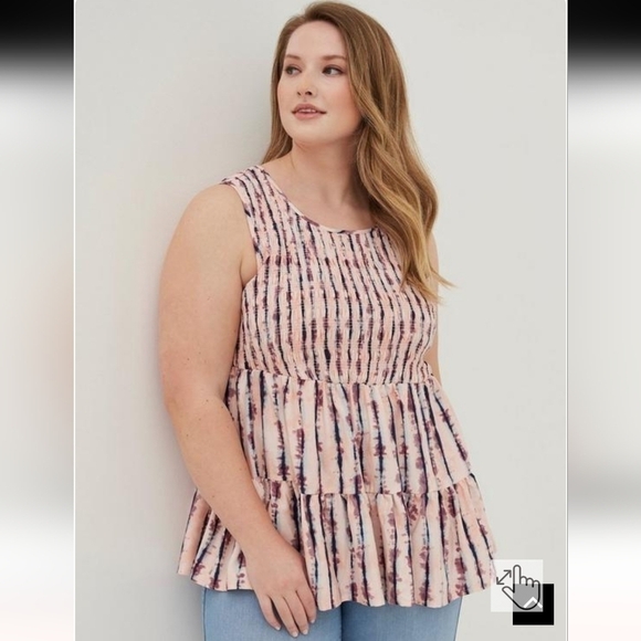 TORRID Trayon smocked baby doll top size 0‎ pink Sexy Summer Relaxed Fit Casual - Picture 1 of 8